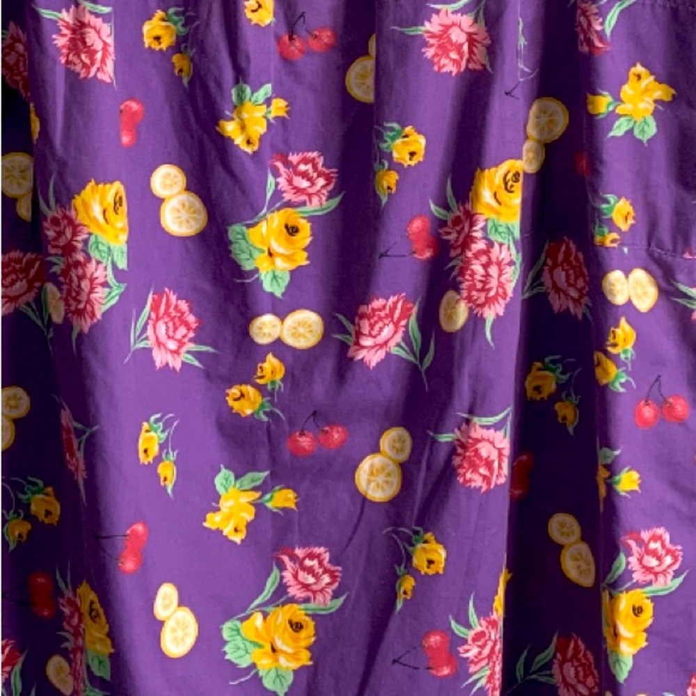 Only Necessities Vintage Floral & Fruit Print Sleeveless Midi Lounge Dress - Picture 5 of 5